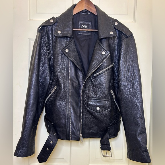 Zara Genuine Buffalo leather motorcycle jacket - Picture 1 of 8